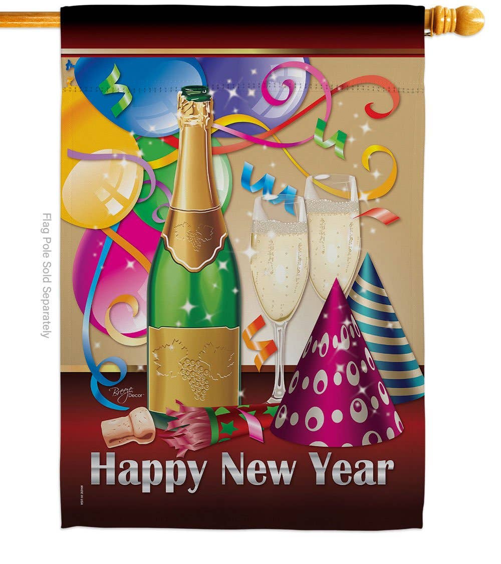 "Happy New Year" Champagne Flag