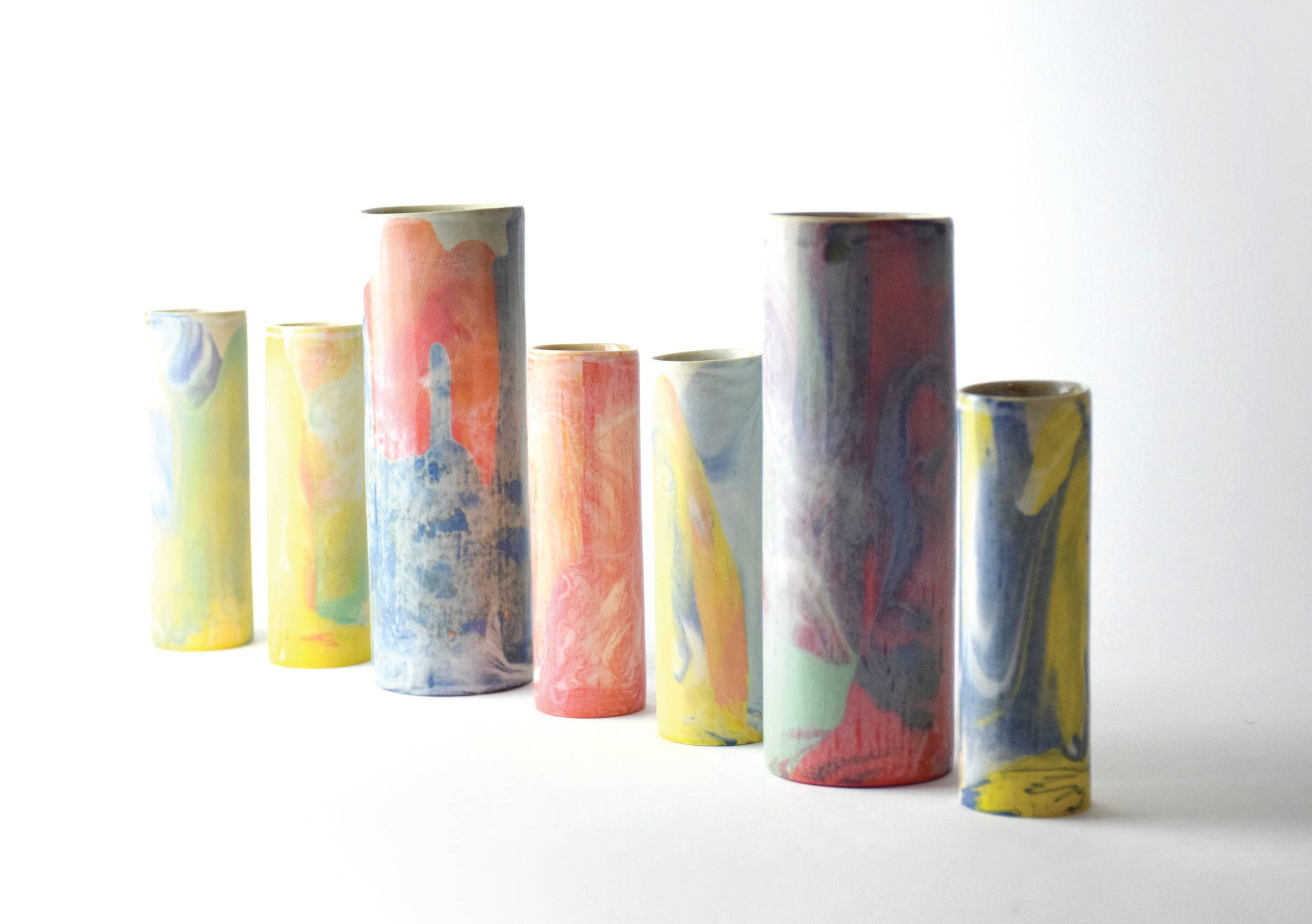 Marbled Cylinder Vase Colour Assorted: Large