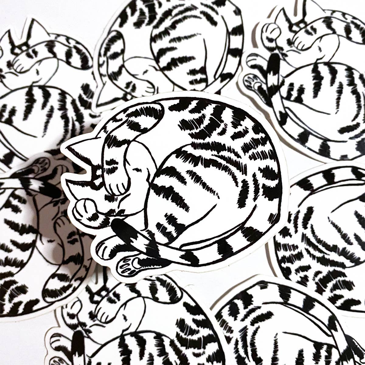 Sleepy Tabby Cat Sticker
