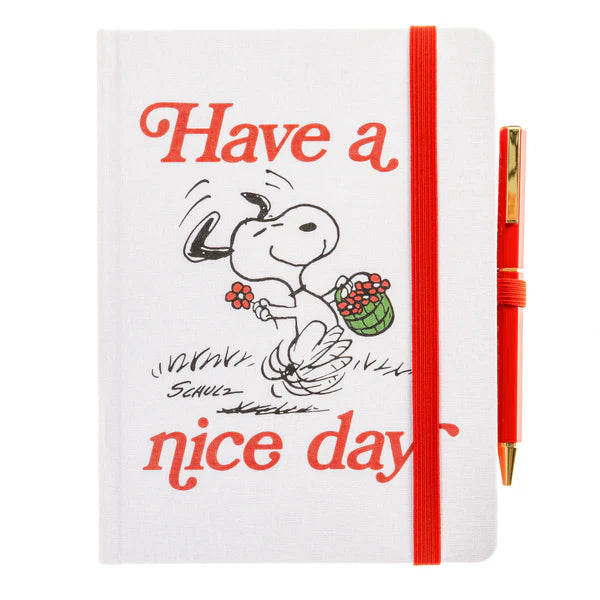 Peanuts® 75th Anniversary Have a Nice Day Fabric-Covered Journal with Pen