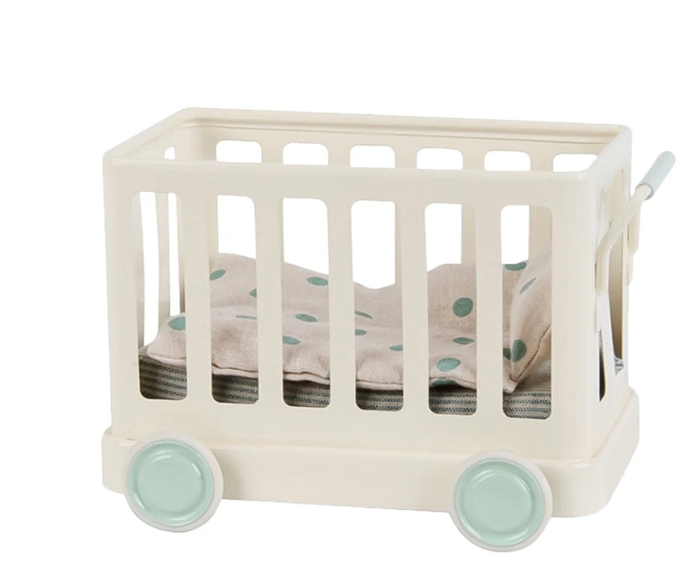 Baby Cot Dollhouse - White 1/6 Scale for 1/12 Dolls Dollhouse Miniature