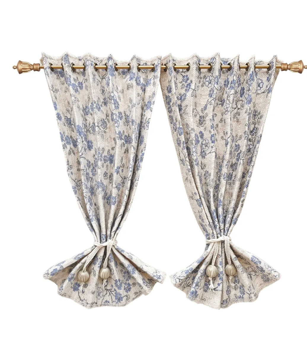 *NEW* Window curtains 1/6 Scale - blue floral
