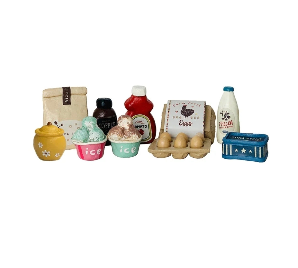 Fridge Food Set 9 Pcs Dollhouse - 1/6 Scale Dollhouse Miniature