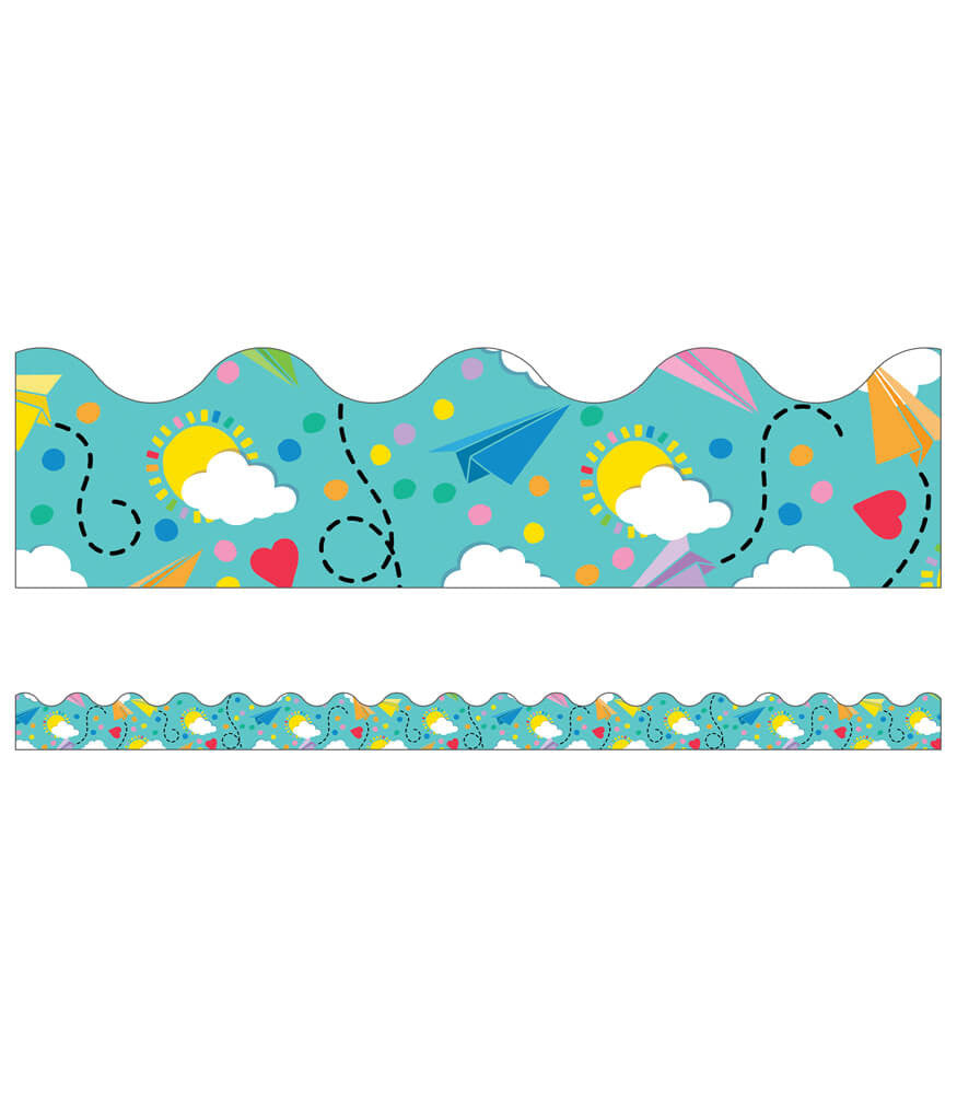 Happy Place - Paper Airplanes Scalloped Border