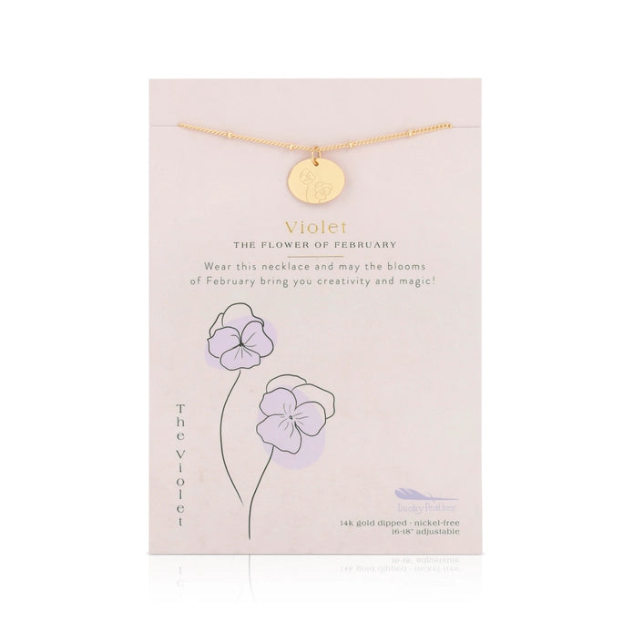 February Birth Month Flower Necklace - Violet