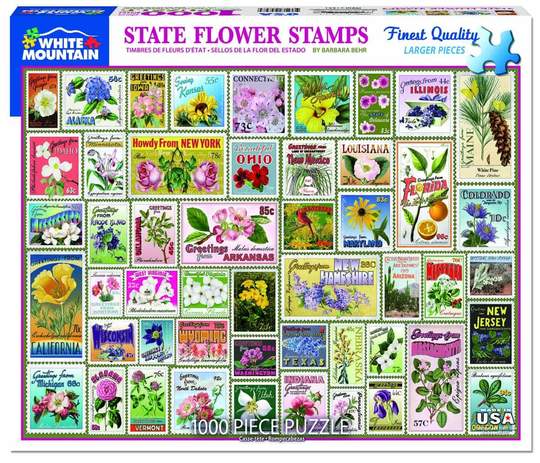 State Flower Stamps Puzzle 1000pc