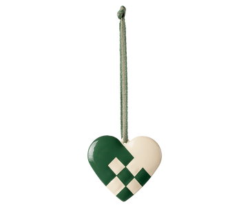 Metal ornament, Small heart - Dark green