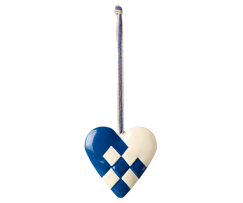 Metal ornament, Large heart - Dark blue