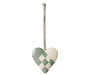 Metal ornament, Large heart - Mint