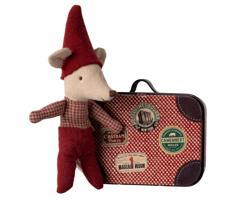 *restocked Christmas Mouse, Baby in suitcase