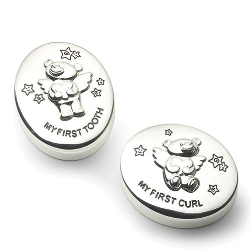 Angel Bear First Tooth & Curl Keepsake Boxes – Set of 2