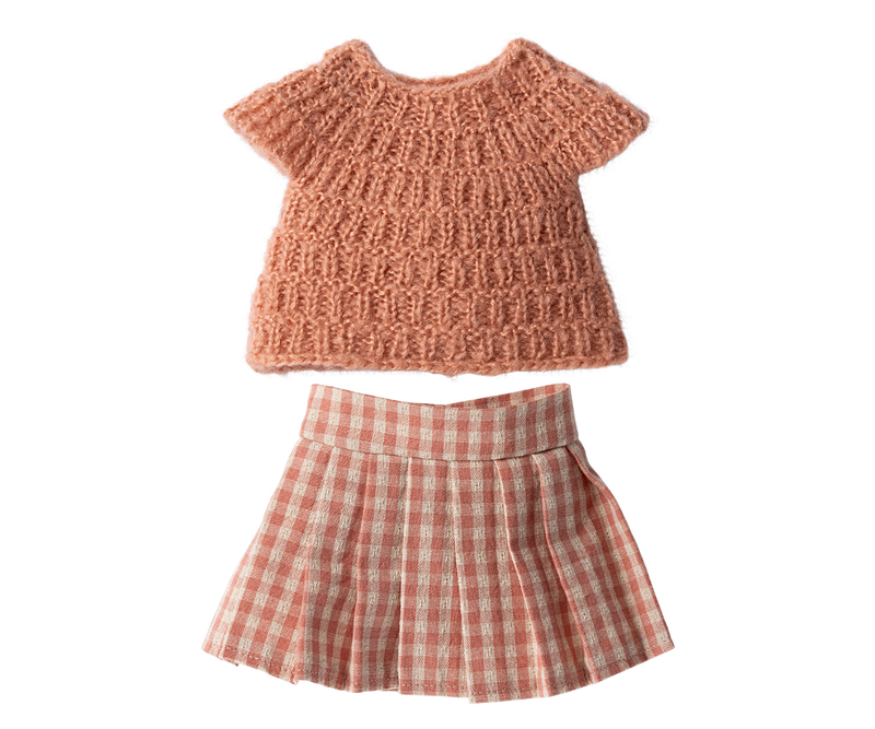 Maileg Pink Shirt and Skirt, Size 3