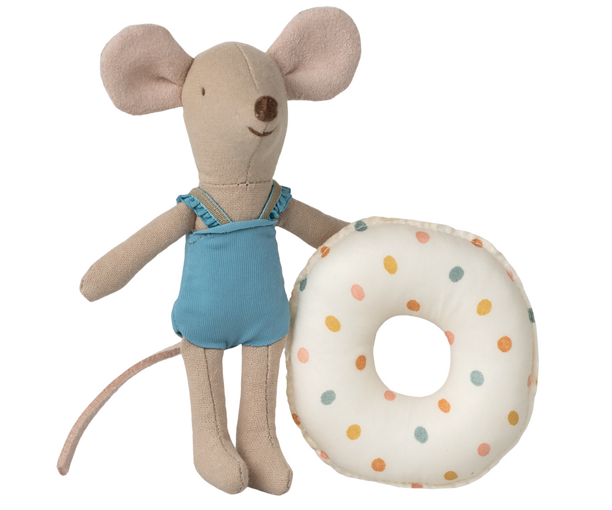 Maileg Beach mouse with float, Little sister - Multi dot SpS25