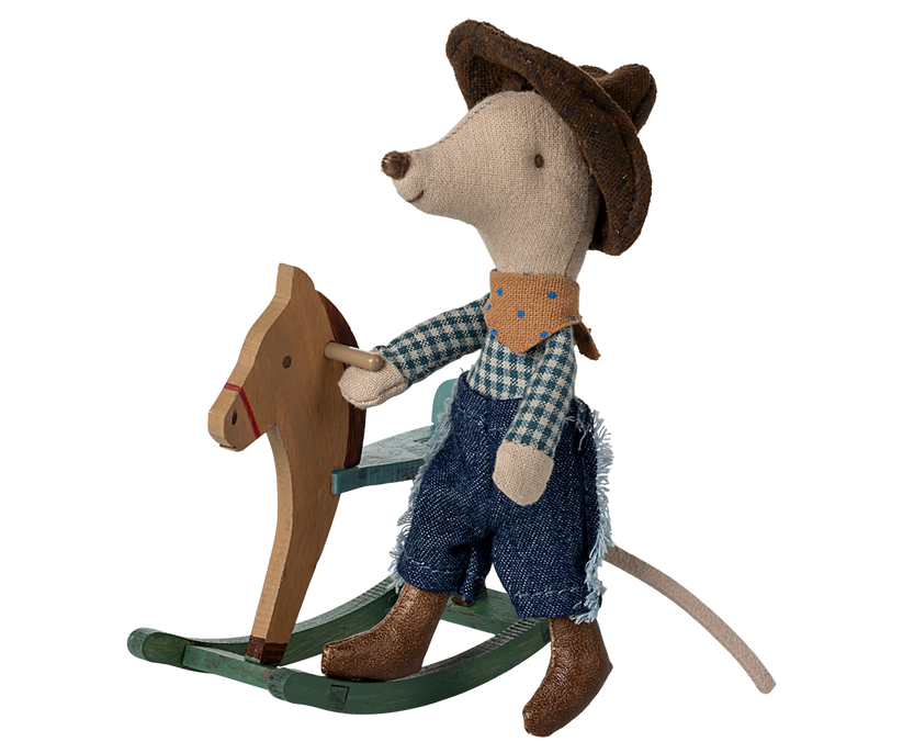 Little Brother Cowboy Mouse on Rocking Horse SPS25