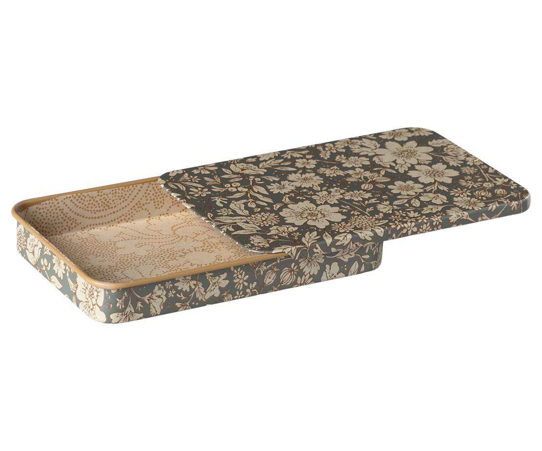 Metal box with sliding lid, Blossom - Blue