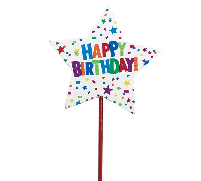 Happy Birthday Star Shaped Pick