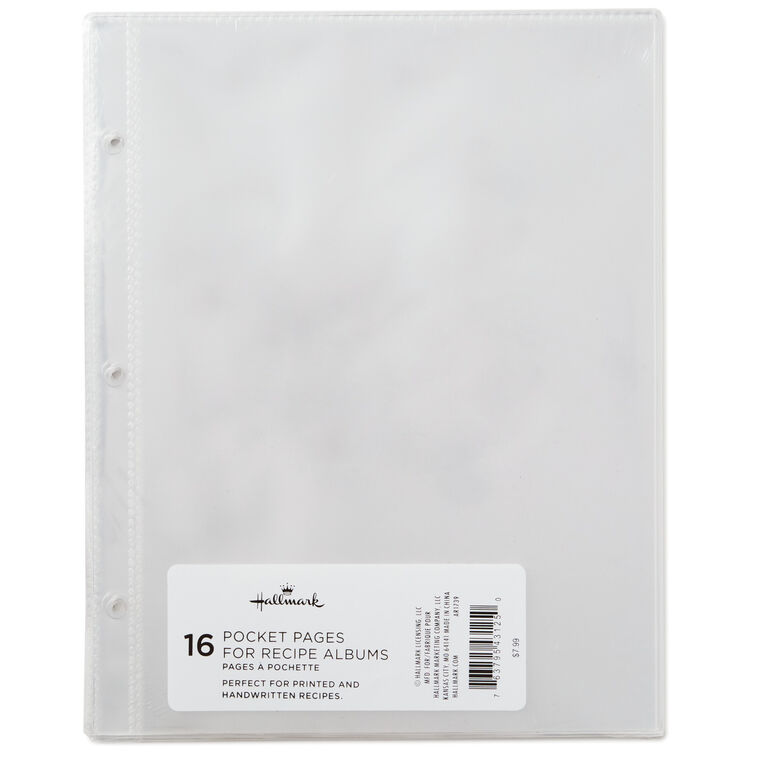 1-Pocket Recipe Album Refill Pages, Pack of 16