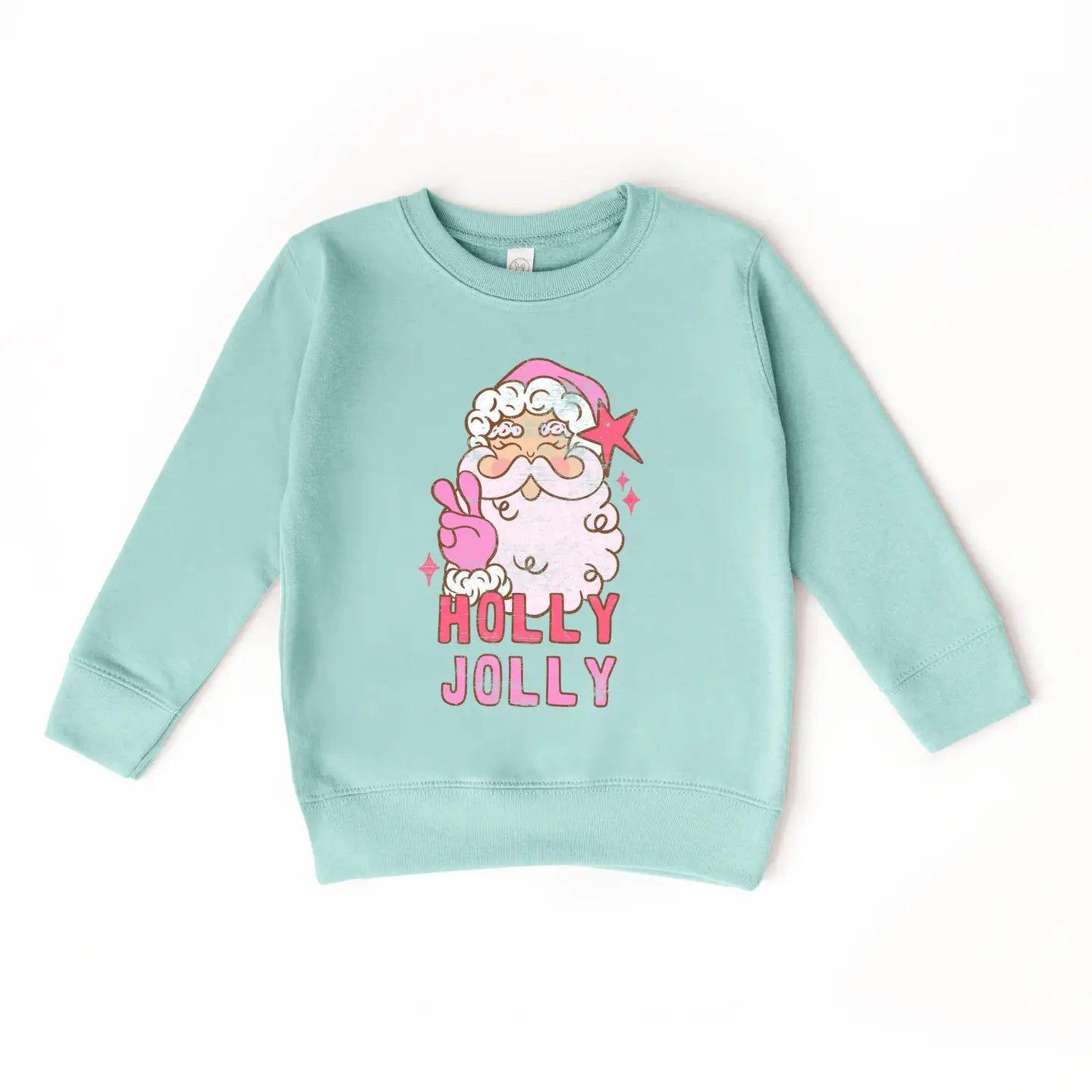 Holly Jolly Santa Christmas Kids Pullover Sweatshirt