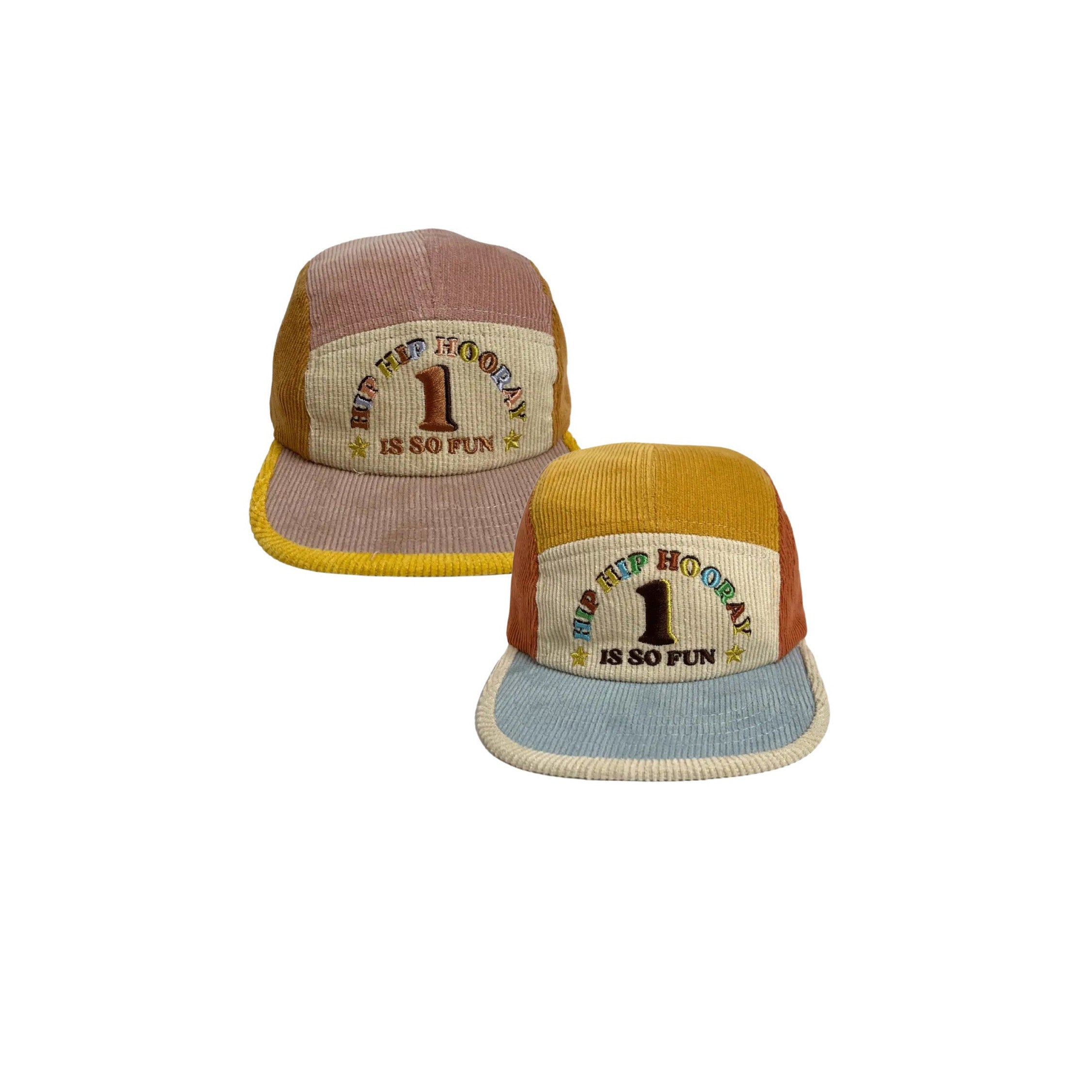 1st Birthday Embroidered Corduroy Hats
