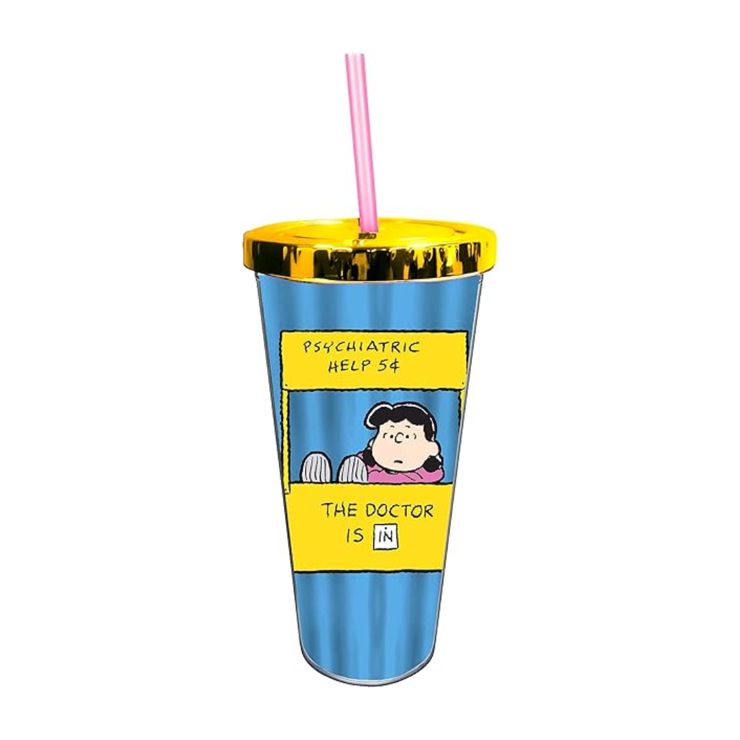 Peanuts Lucy "The Doctor Is In" Acrylic Tumbler with Straw