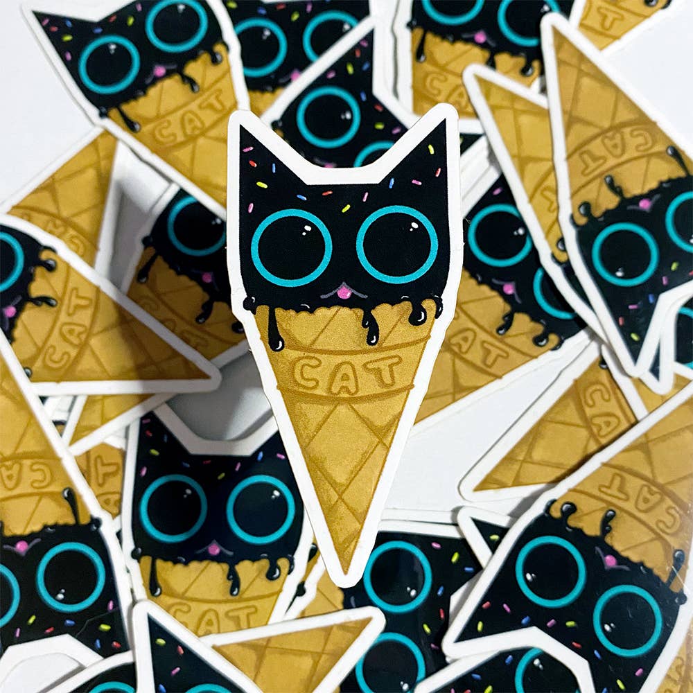 Ice Cream Cone Cat Sticker