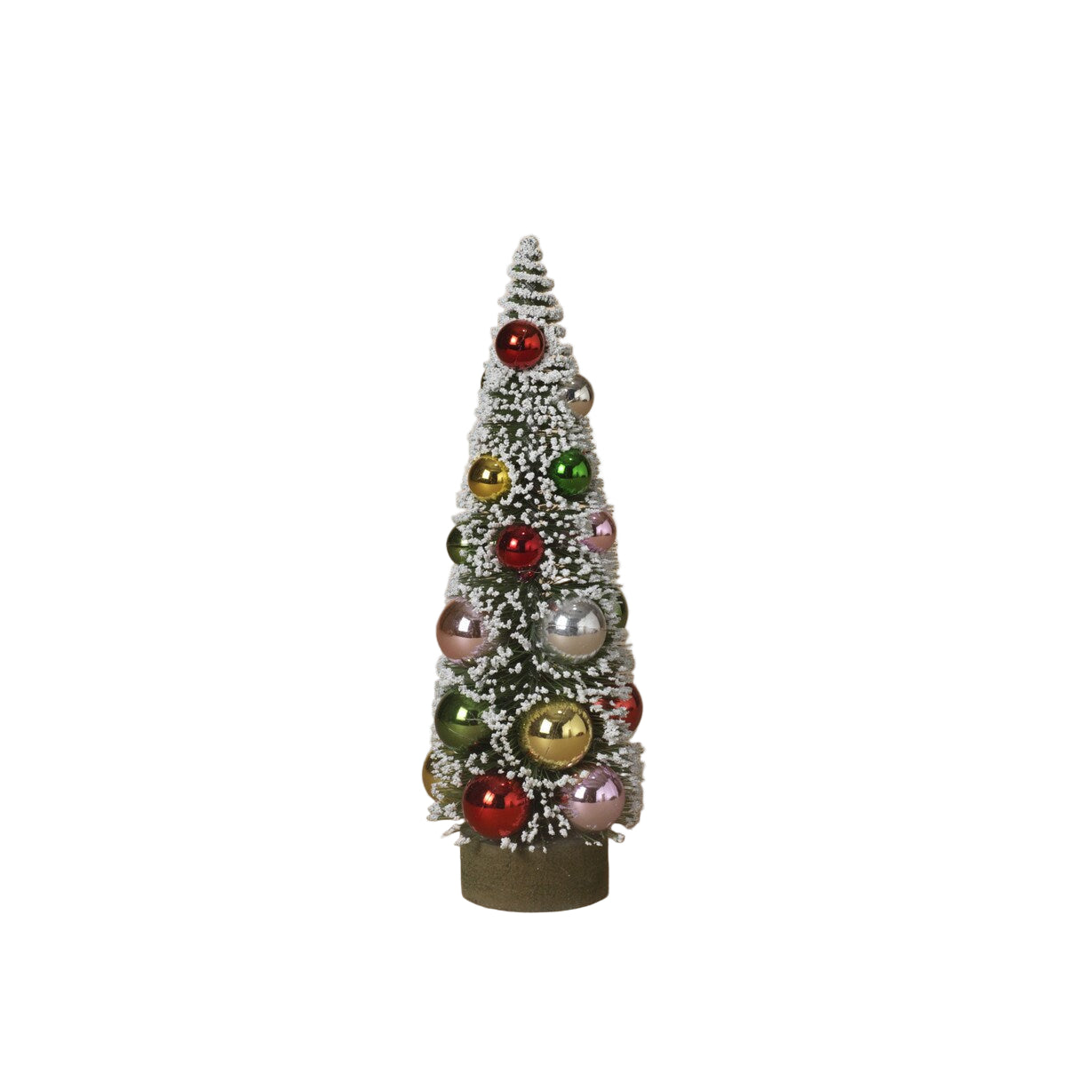 Christmas Bottle Brush Tree with Ornaments, 10"