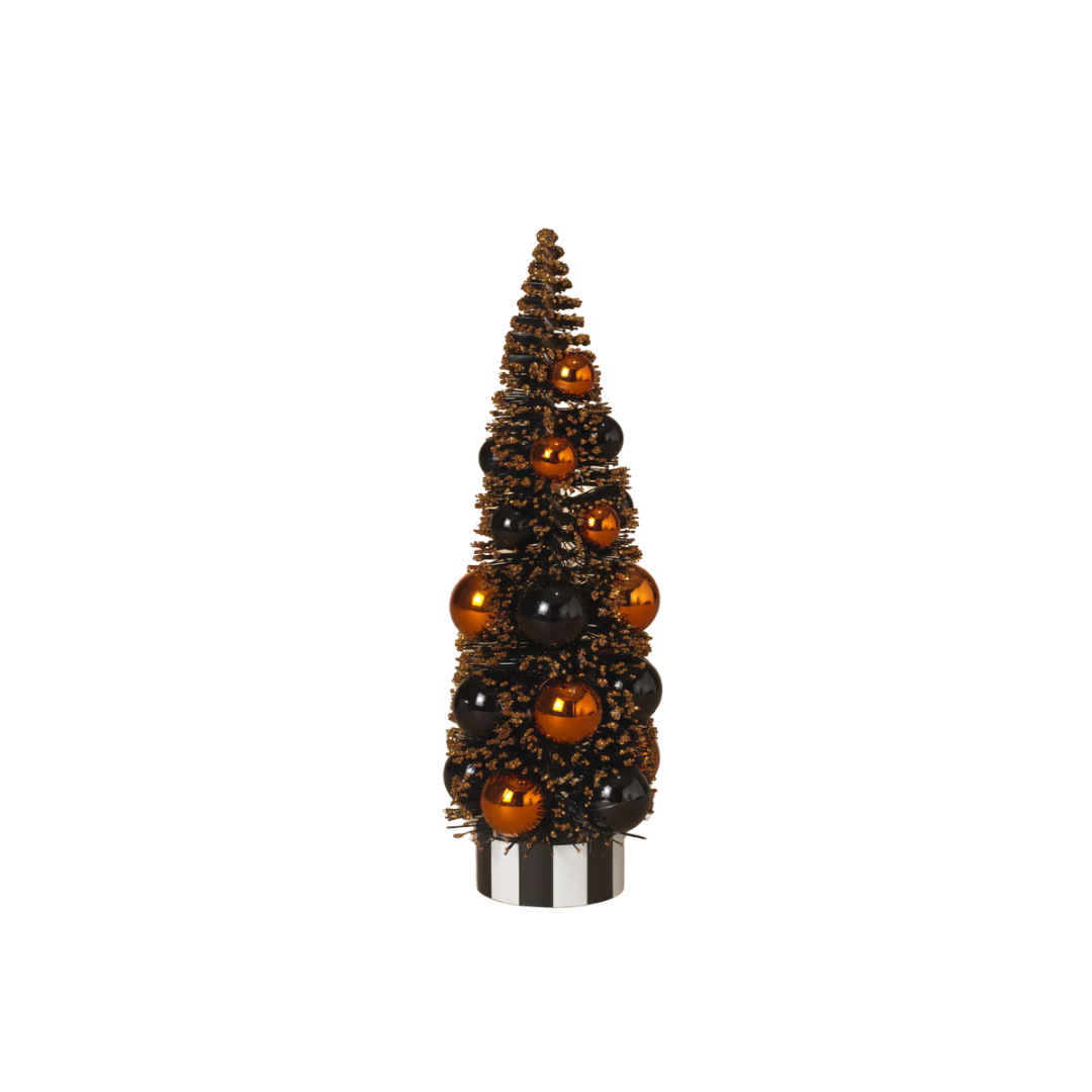 Halloween Bottle Brush Tree with Ornaments, 10"