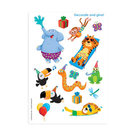 Decorate Your Own Party Animals Birthday Card