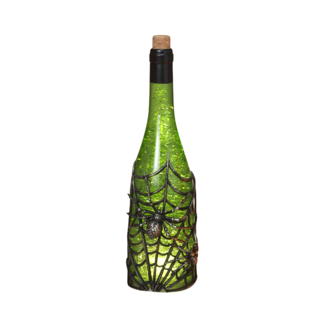 Green Spiderweb Spinning Water Globe Bottle