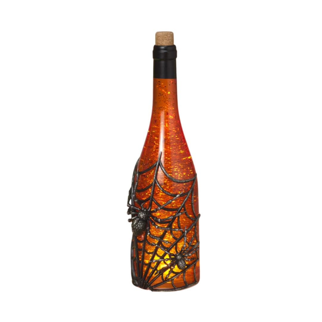 Orange Spiderweb Spinning Water Globe Bottle