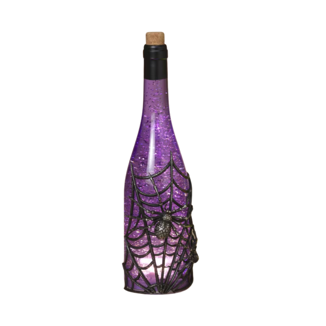 Purple Spiderweb Spinning Water Globe Bottle