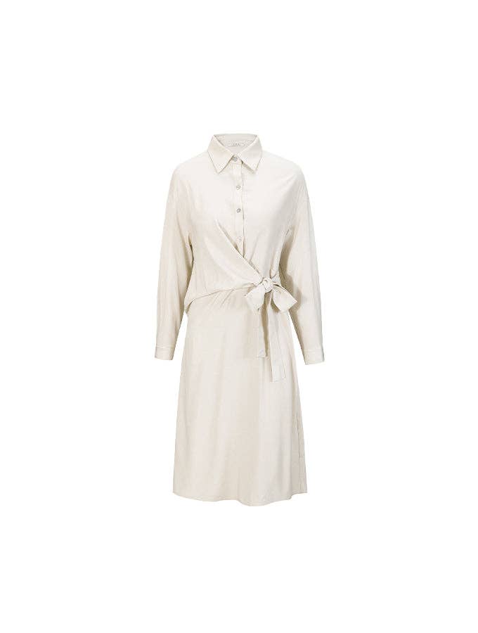 Apricot Knotted Midi Dress: UN / Beige