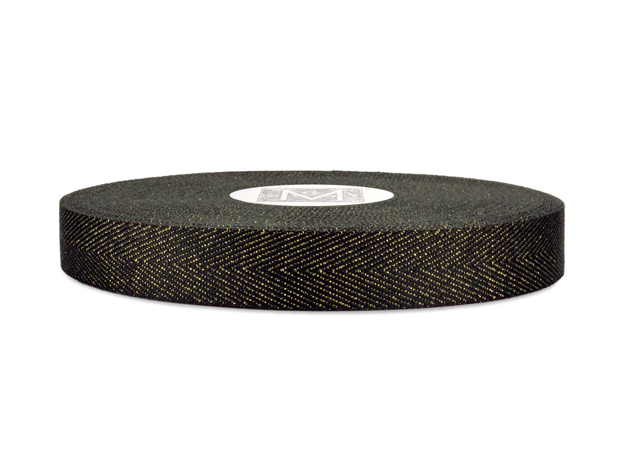 Sparkling Herringbone - Black/Gold Sparkle