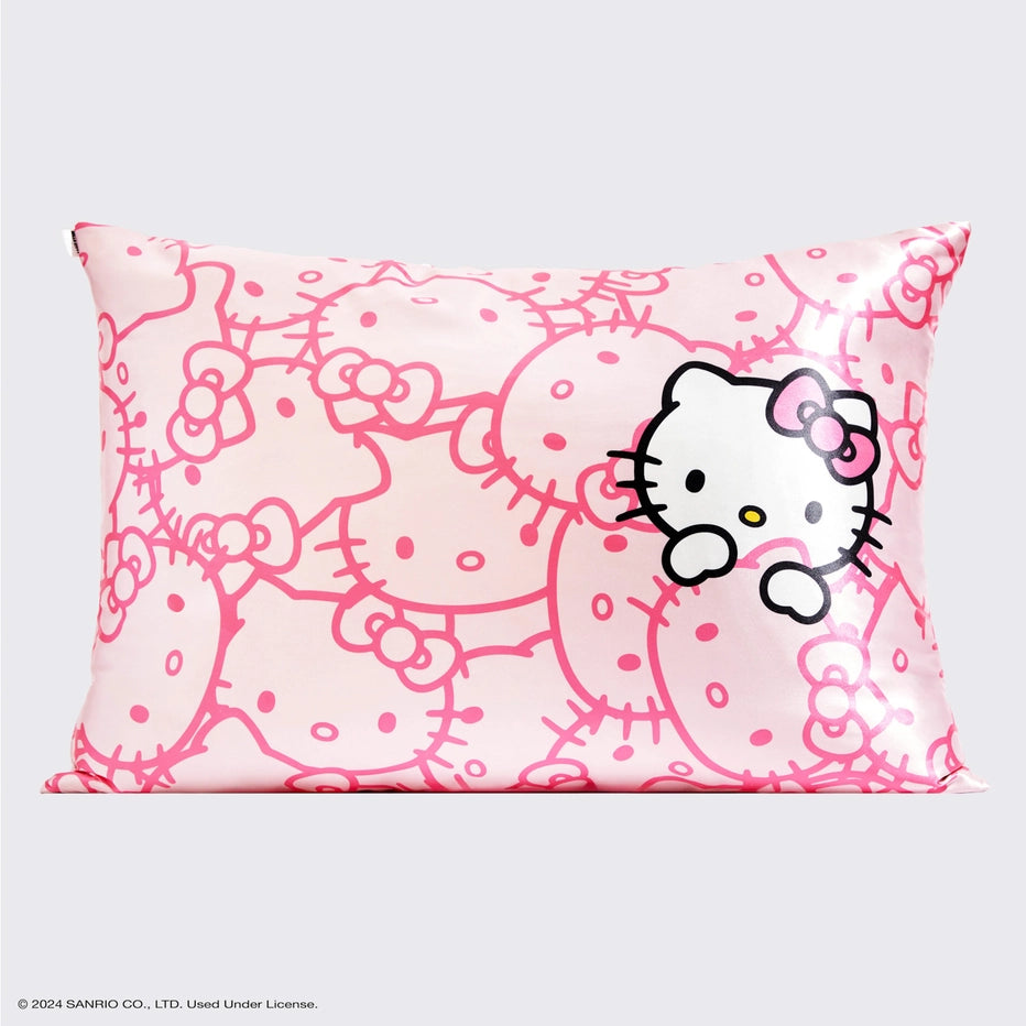 Kitsch x Hello Kitty Satin Pillowcase in Pink Hello Kitty Faces - Standard