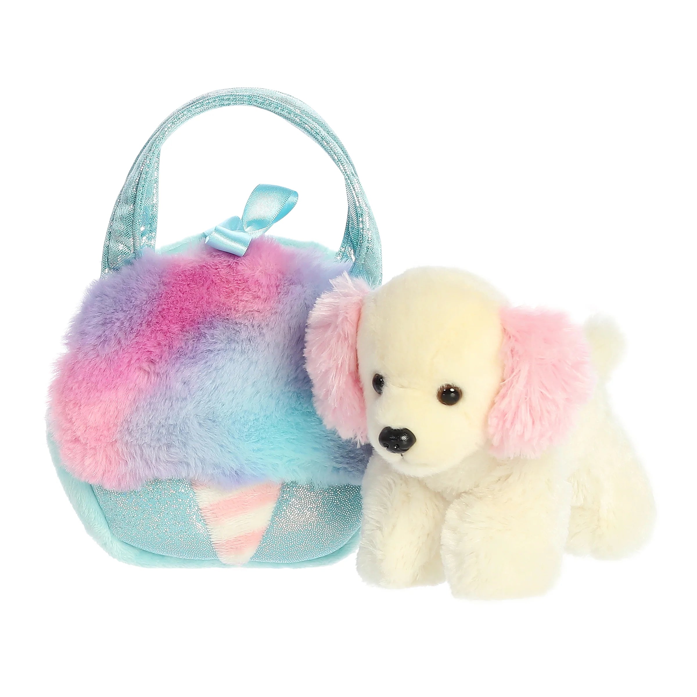 8" Puppy in Cotton Candy Carrier Fancy Pals Plush