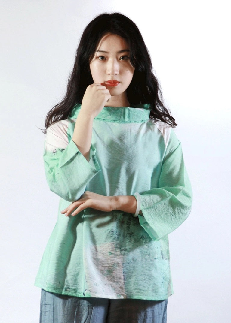 Artist Print Mock Neck Top
