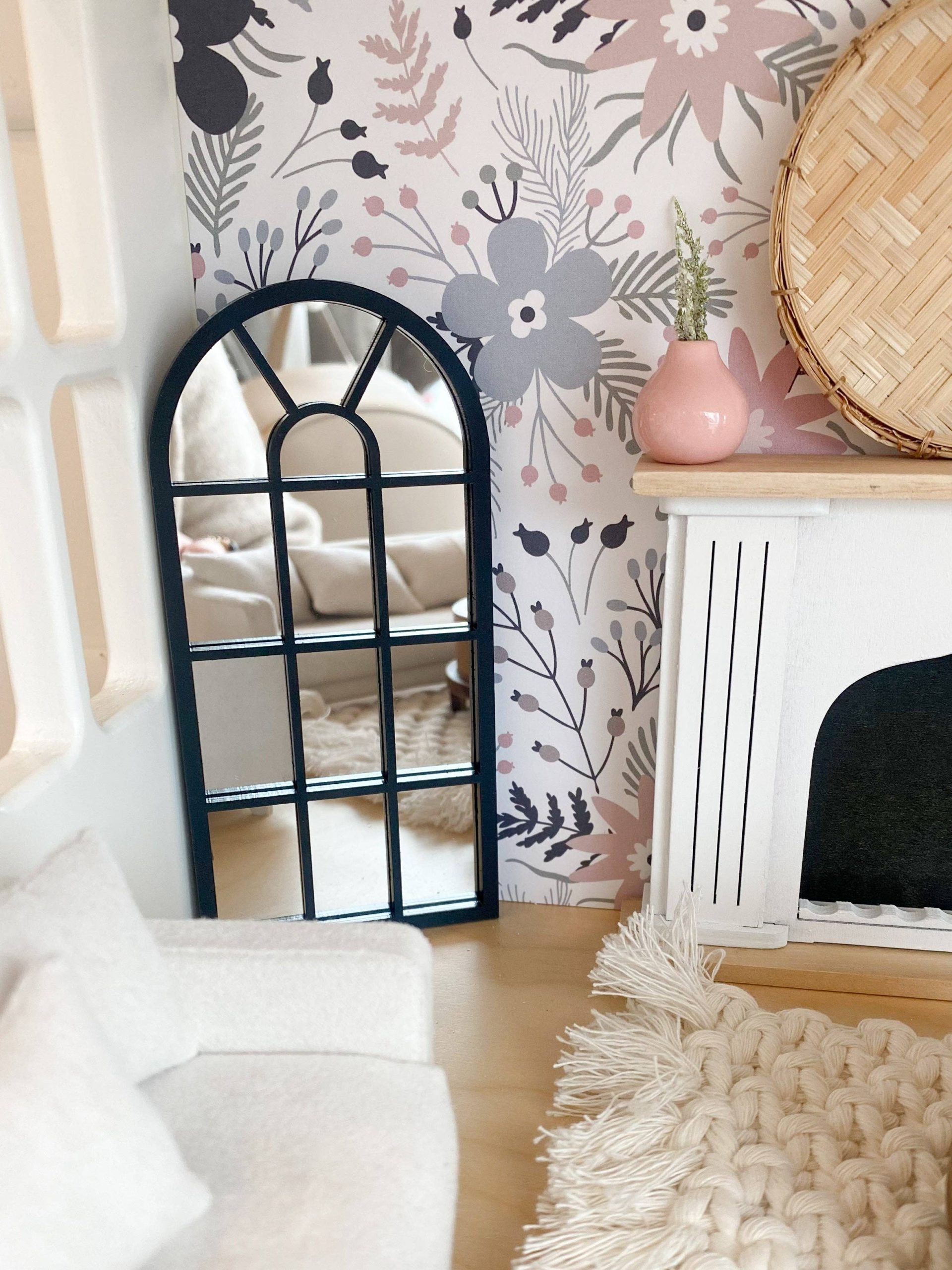 Dollhouse Arched Floor Mirror | Black
