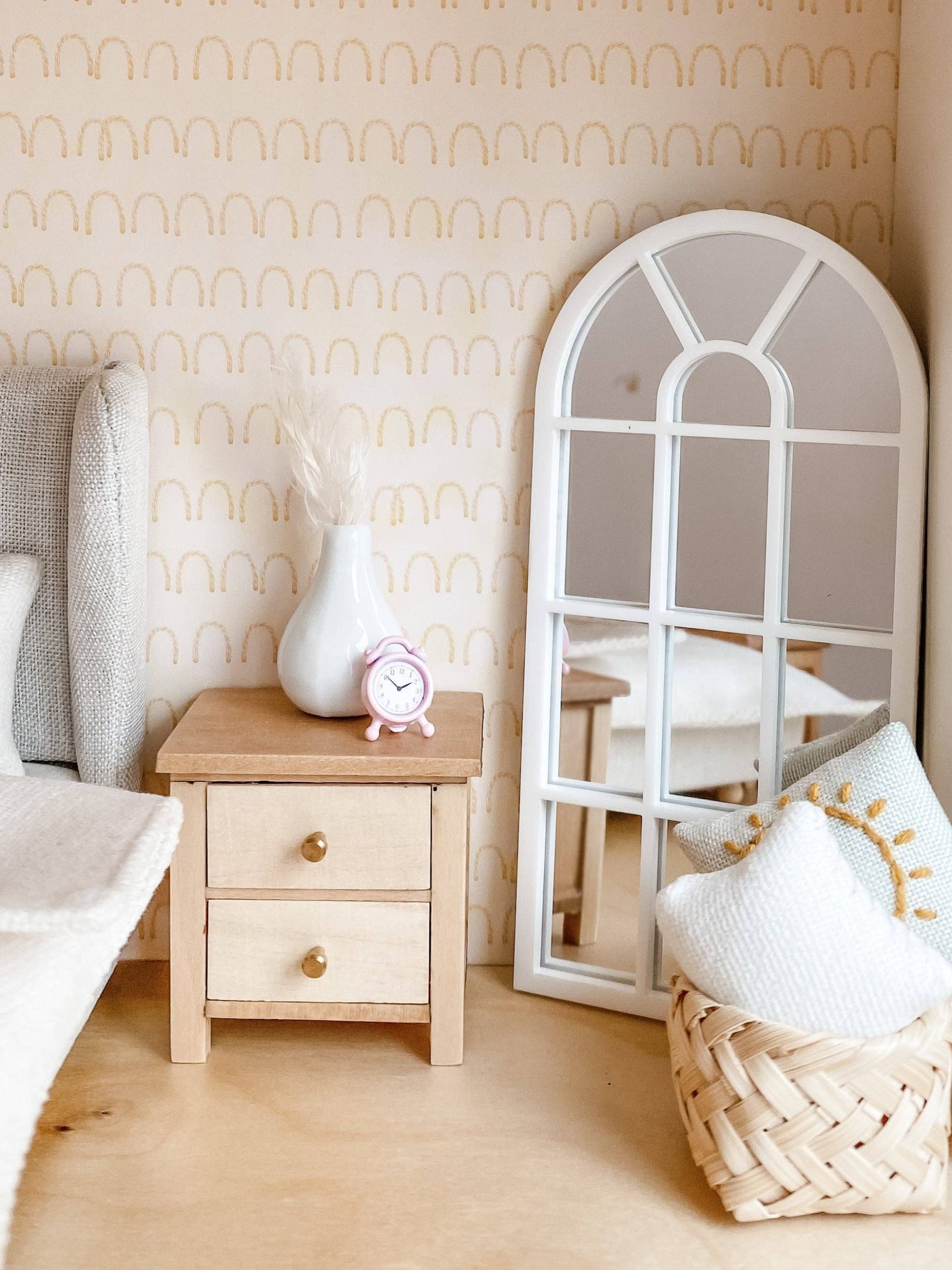 Dollhouse Arched Floor Mirror | Natural Wood