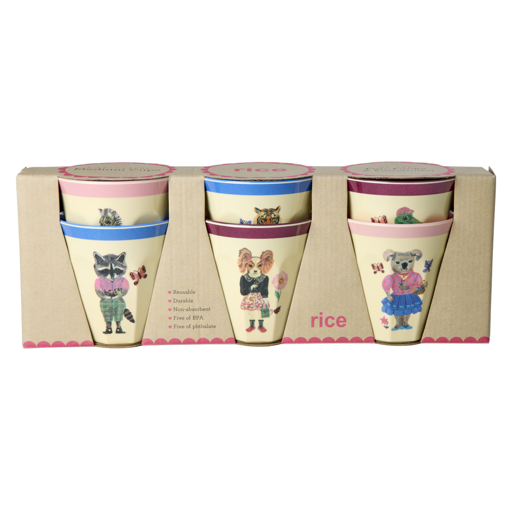 Set of 6 Medium Melamine Cups with Nathalie Lété Print - 8.4oz per cup