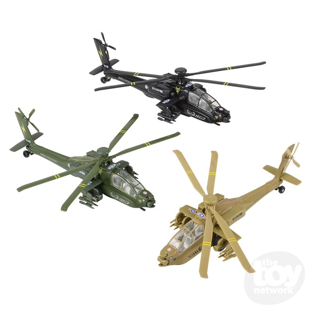8" Die-Cast Pullback Apache Helicopter