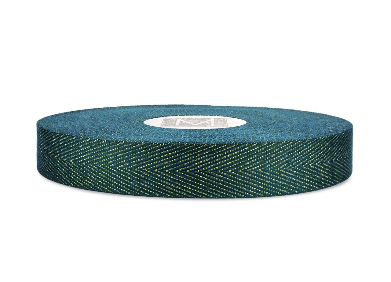 Sparkling Herringbone - Spruce/Gold Sparkle