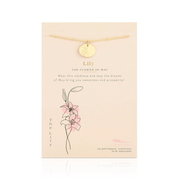 May Birth Month Flower Necklace - Lily