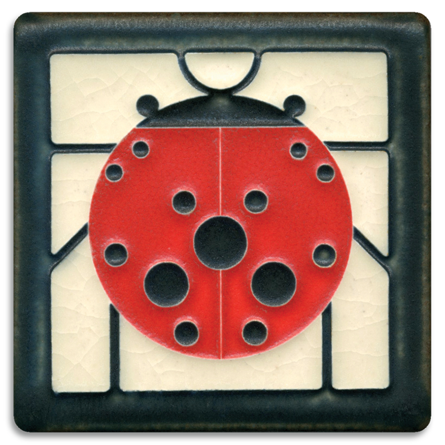 Charley Harper 4x4 Ladybug with Border Art Tile
