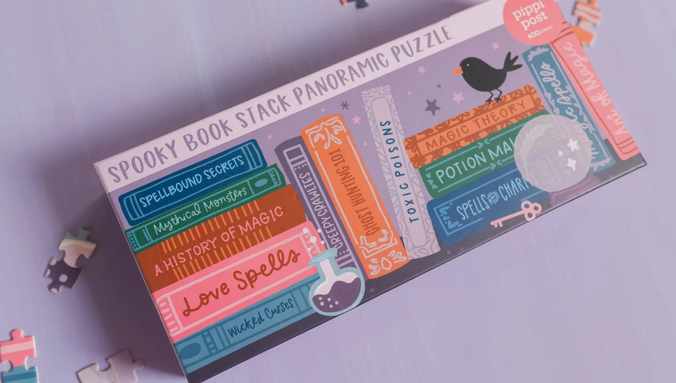 Spooky Bookshelf Panoramic Puzzle