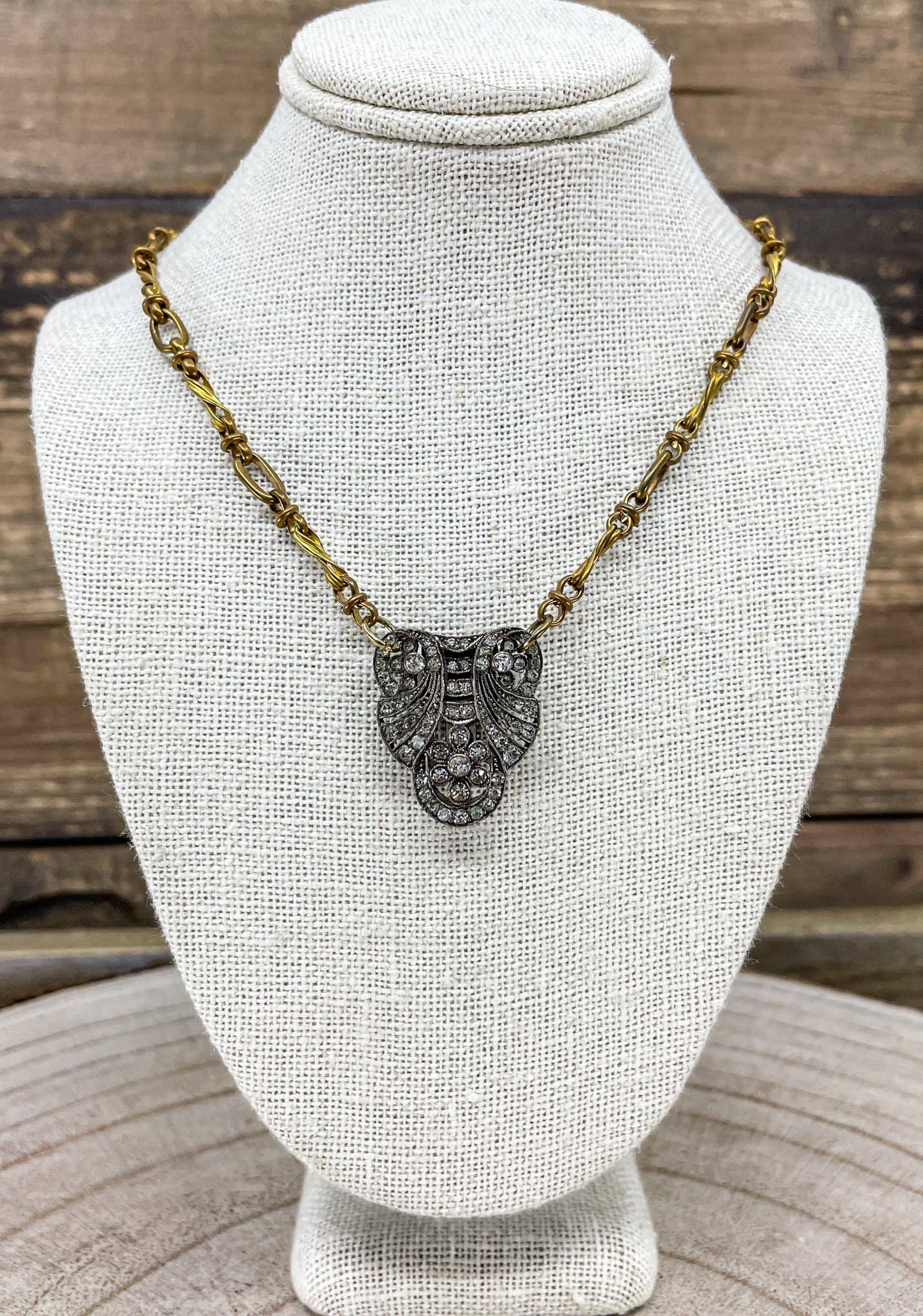 Sterling & Marcasite Dress Clip Necklace vintage