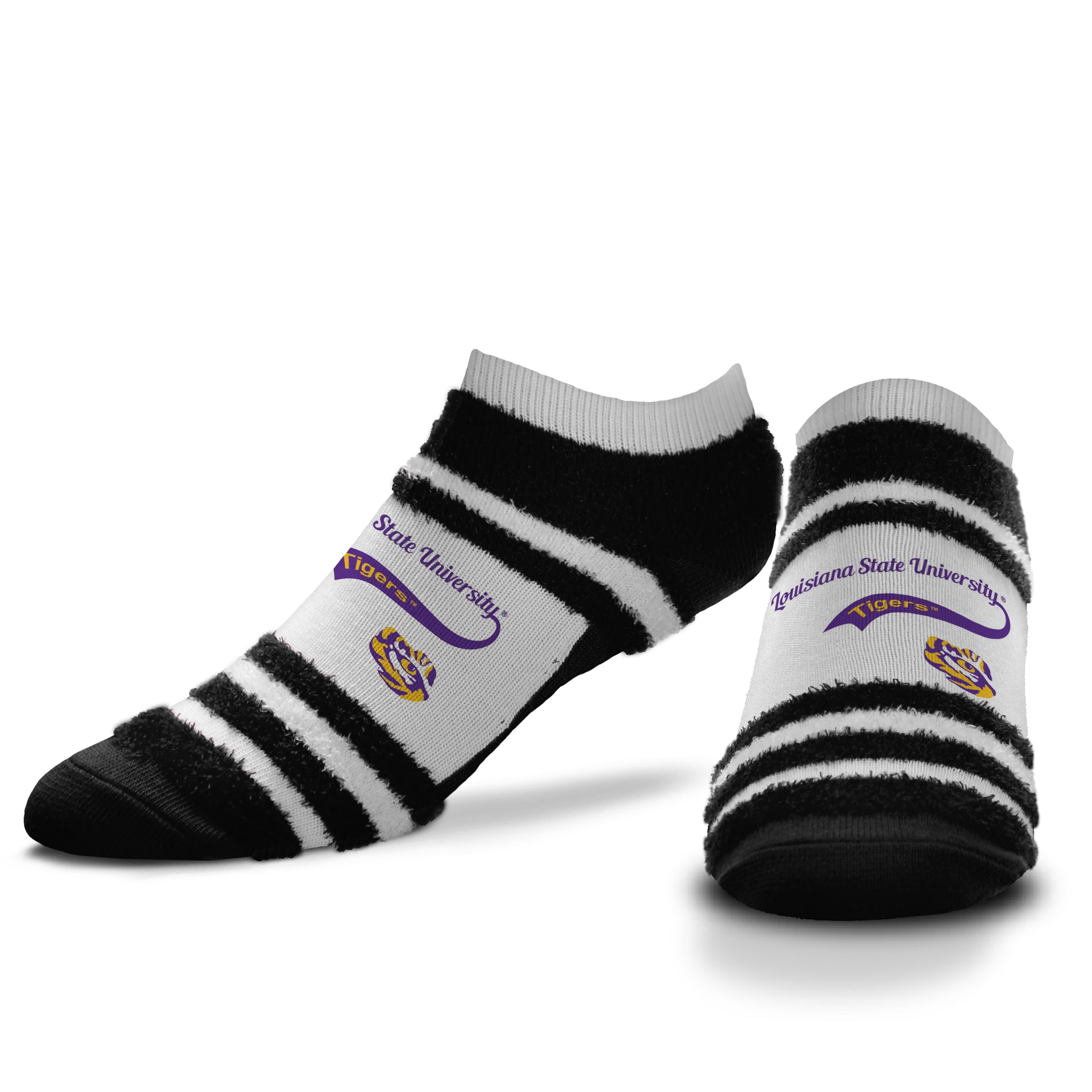 LSU Tigers - Block Stripe Tail Swoop Socks