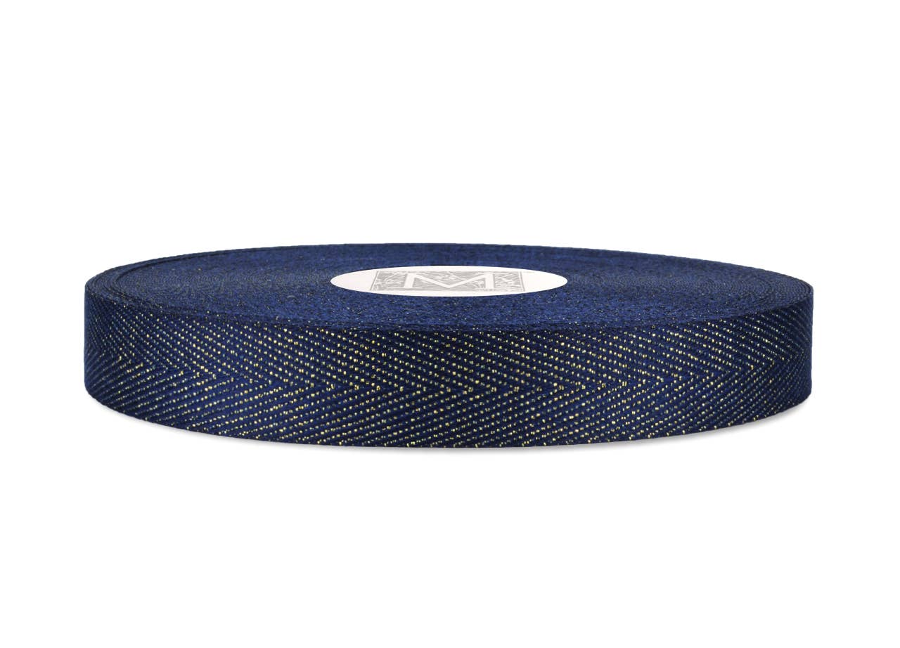 Sparkling Herringbone - Blue/Gold Sparkle