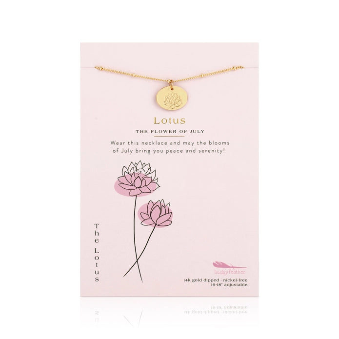 July Birth Month Flower Necklace - Lotus
