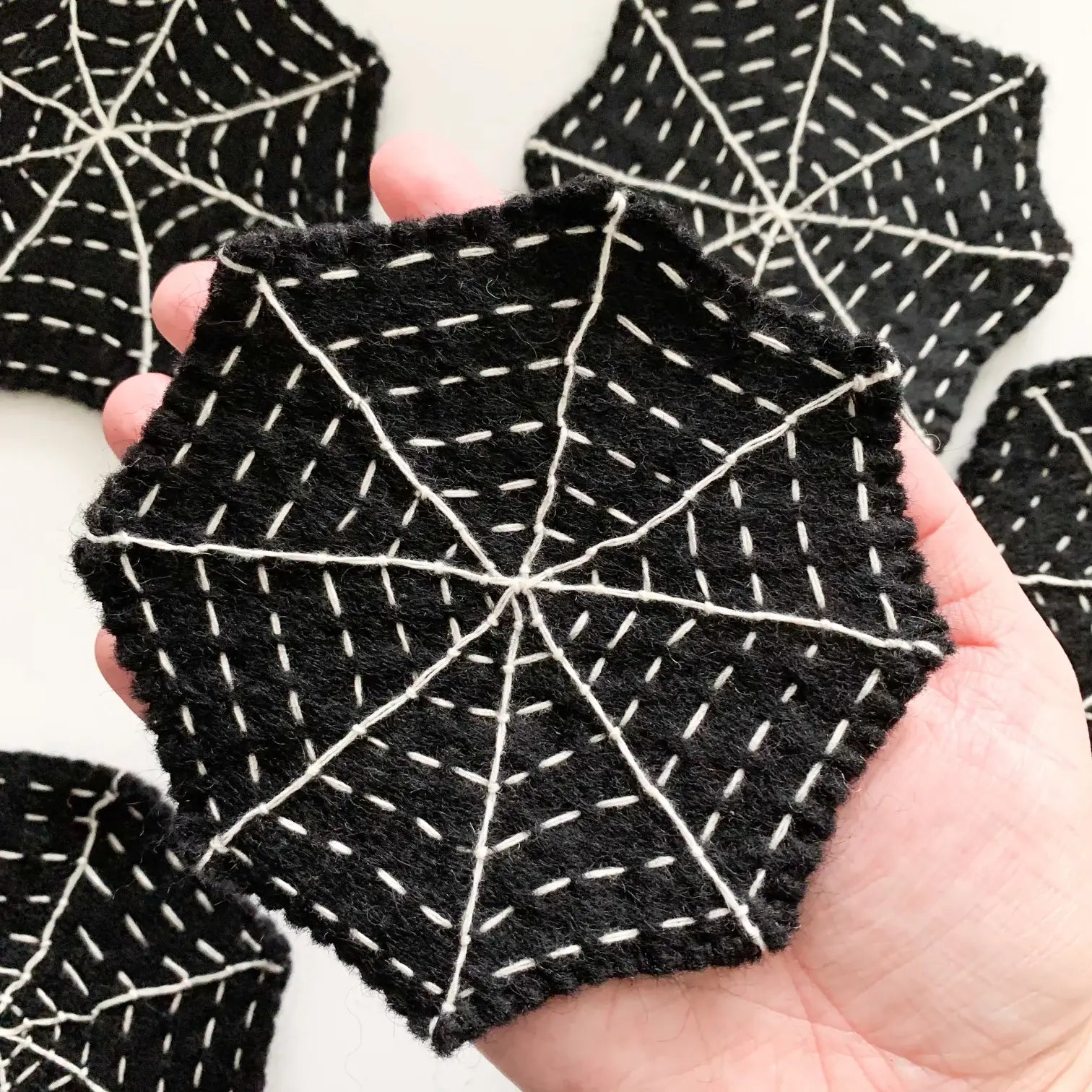 One Black & White Felt Spider Web