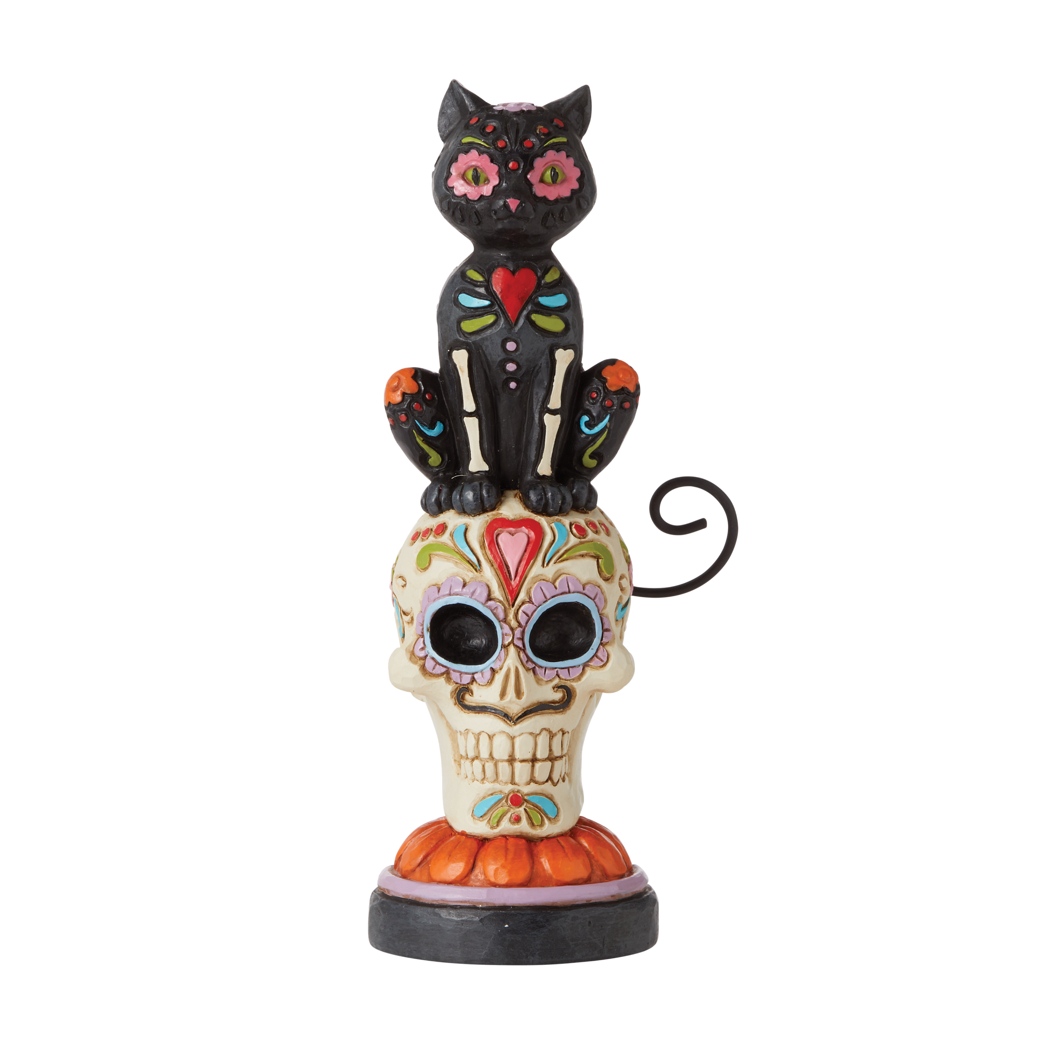 Day of Dead Black Cat on Skull by Jim Shore